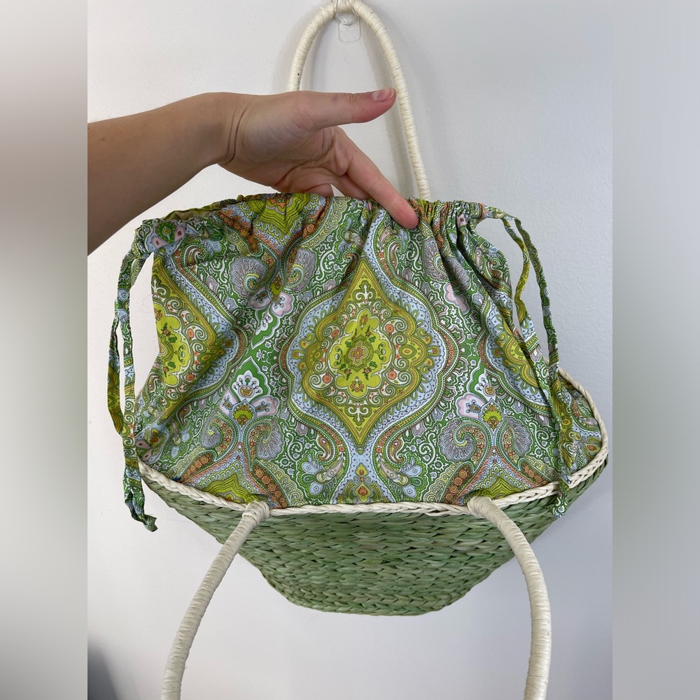 Women’s Beach GreenTote Bag Palm Trees Basketweave Tropical - Picture 9 of 11